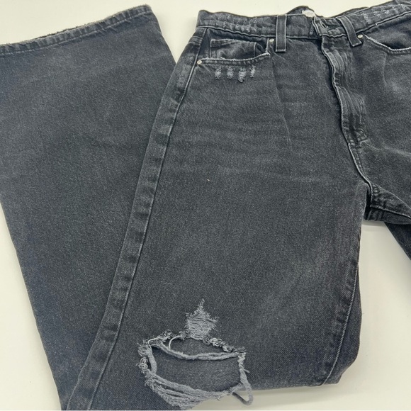 Y2K Charlotte Russe Melrose Black Distressed Wide-Leg Jeans – Grunge 2000s Style - Picture 2 of 10